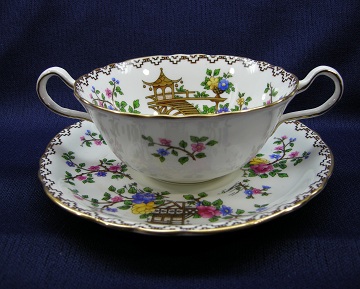 Aynsley Pagoda 694635 Cream Soup & Saucer Set - Footed