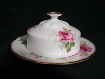 Royal Albert American Beauty Butter Dish - Covered - Round Base