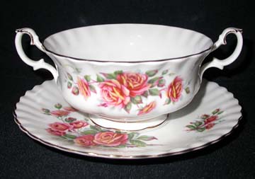 Royal Albert Centennial Rose Cream Soup & Saucer Set - Footed