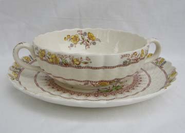 Spode Buttercup Cream Soup & Saucer Set - Footed