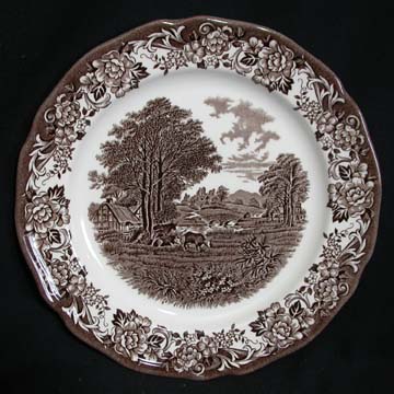 J & G Meakin Romantic England - Brown/White Plate - Dinner