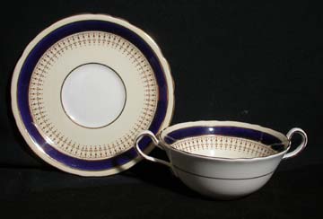 Aynsley #7301 - Cobalt Cream Soup & Saucer Set - Footed