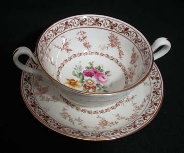 Cauldon Floral Melody V9808 Cream Soup & Saucer Set - Footed