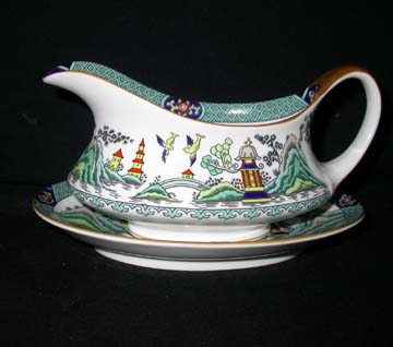 Coalport Chinese Willow Gravy Boat & Underplate