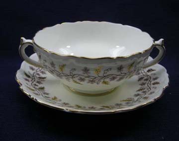 Coalport Minerva White Cream Soup & Saucer Set - Footed