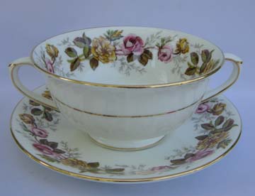 Coalport Rosalinda Cream Soup & Saucer Set - Footed