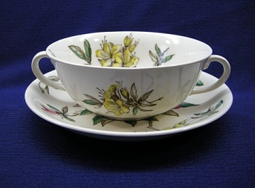 Johnson Brothers - Windsorware Azalea Cream Soup & Saucer Set - Footed