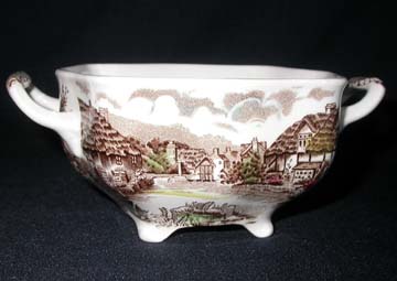 Johnson Brothers Olde English Countryside - Brown/Multicolor Sugar Bowl & Lid - No Lid - Handles