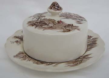 Johnson Brothers The Old Mill - Brown Butter Dish - Covered - Round Base