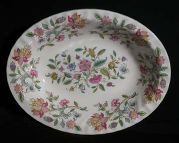 Minton Haddon Hall - Green Edge - B1451 Vegetable Bowl - Oval