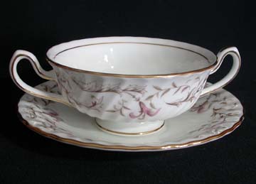 Minton Moorland S697 Cream Soup & Saucer Set - Footed