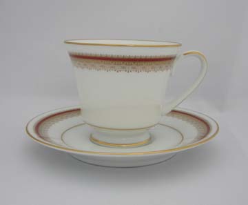 Noritake Doral Maroon  2992 Cup & Saucer