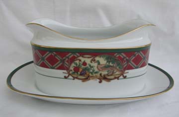 Noritake Royal Hunt #3930 Gravy Boat & Underplate Attached