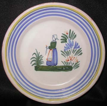 Quimper Henriot Plate - Bread & Butter - Woman