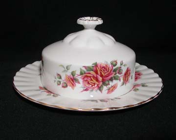 Royal Albert Centennial Rose Butter Dish - Covered - Round Base