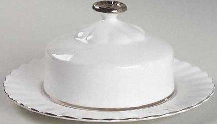 Royal Albert Chantilly - Platinum Butter Dish - Covered - Round Base