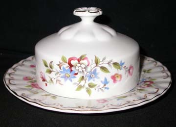 Royal Albert Jubilee Rose Butter Dish - Covererd - Round Base