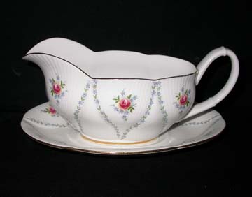 Royal Albert Minuet - Pink & Blue Gravy Boat & Underplate