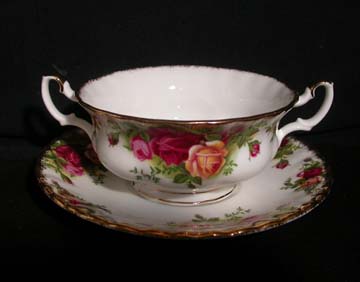 Royal Albert Old Country Roses - Made In England Cream Soup & Saucer Set - Footed