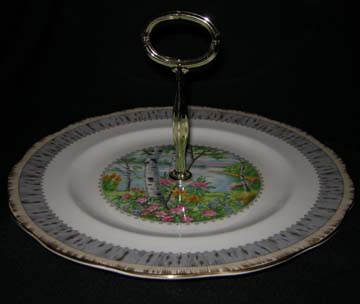 Royal Albert Silver Birch Cake Plate With Center Handle