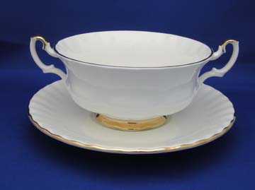 Royal Albert Val Dor Cream Soup & Saucer Set - Footed