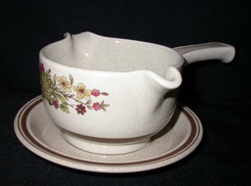 Royal Doulton - Lambethware Gaiety - Brown - LS1014 Gravy Boat & Underplate