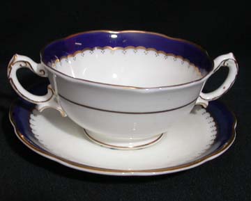 Royal Swansea Coronation Cream Soup & Saucer Set - Footed