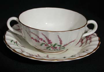 Royal Worcester Dunrobin Cream Soup & Saucer Set - Footed