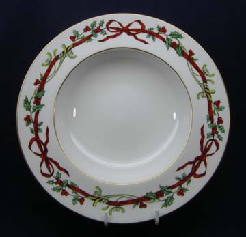 Royal Worcester Holly Ribbons Bowl - Soup/Rim