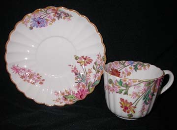 Spode Chelsea Garden - Mustard Trim Cup & Saucer - Tall