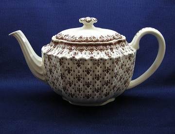 Spode Fleur De Lis - Brown Tea Pot & Lid - Large