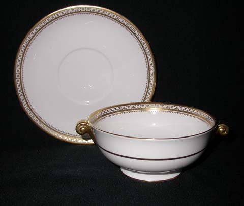 Spode Golden Bracelet Cream Soup & Saucer Set - Footed