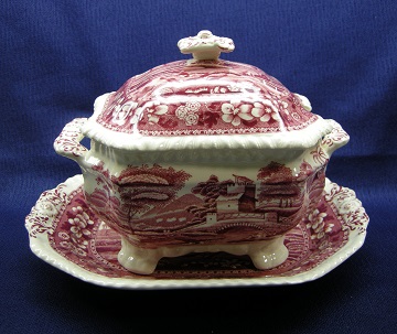 Spode Tower - Pink Gravy Boat & Underplate - Glazing