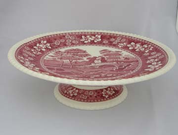 Spode Tower - Pink Plate - Cake/Pedestal